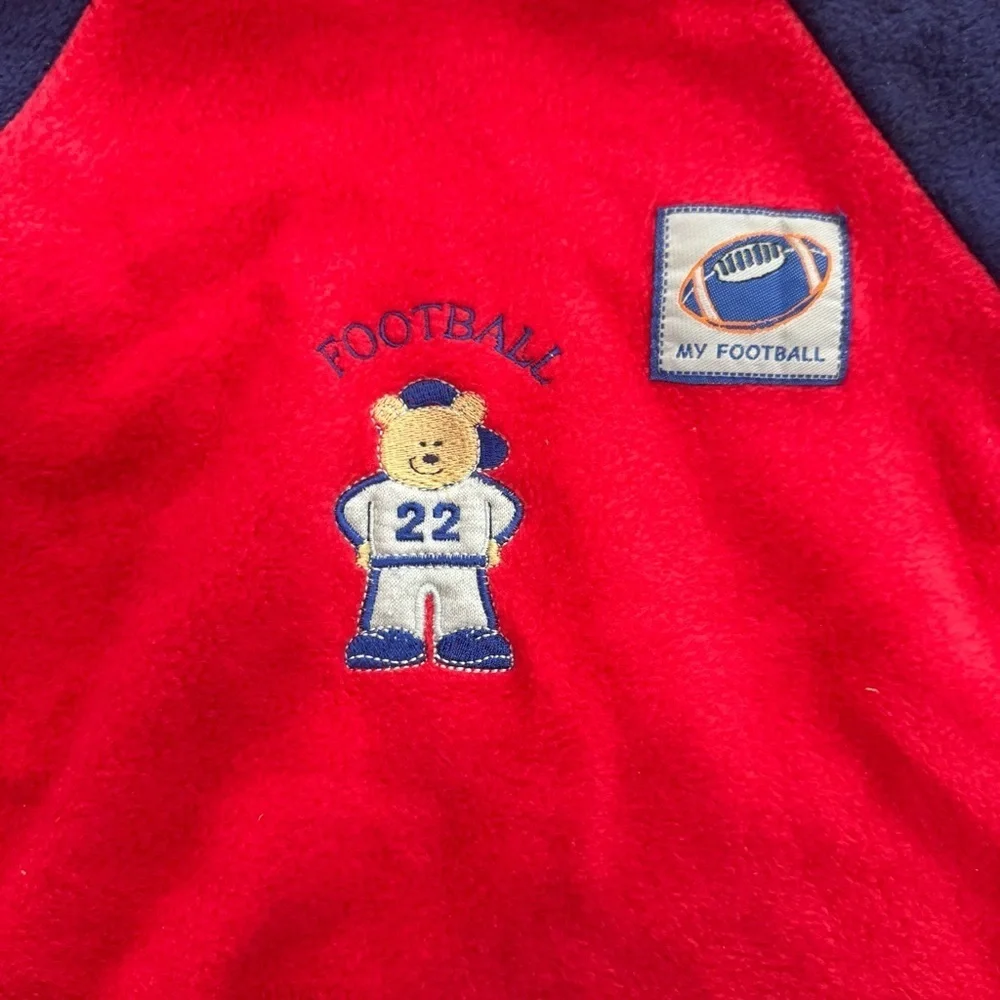 Kidz Force NYC 24 Months "My Football" Red Blue Fleece Pajama Set Loungewear - Picture 3 of 13